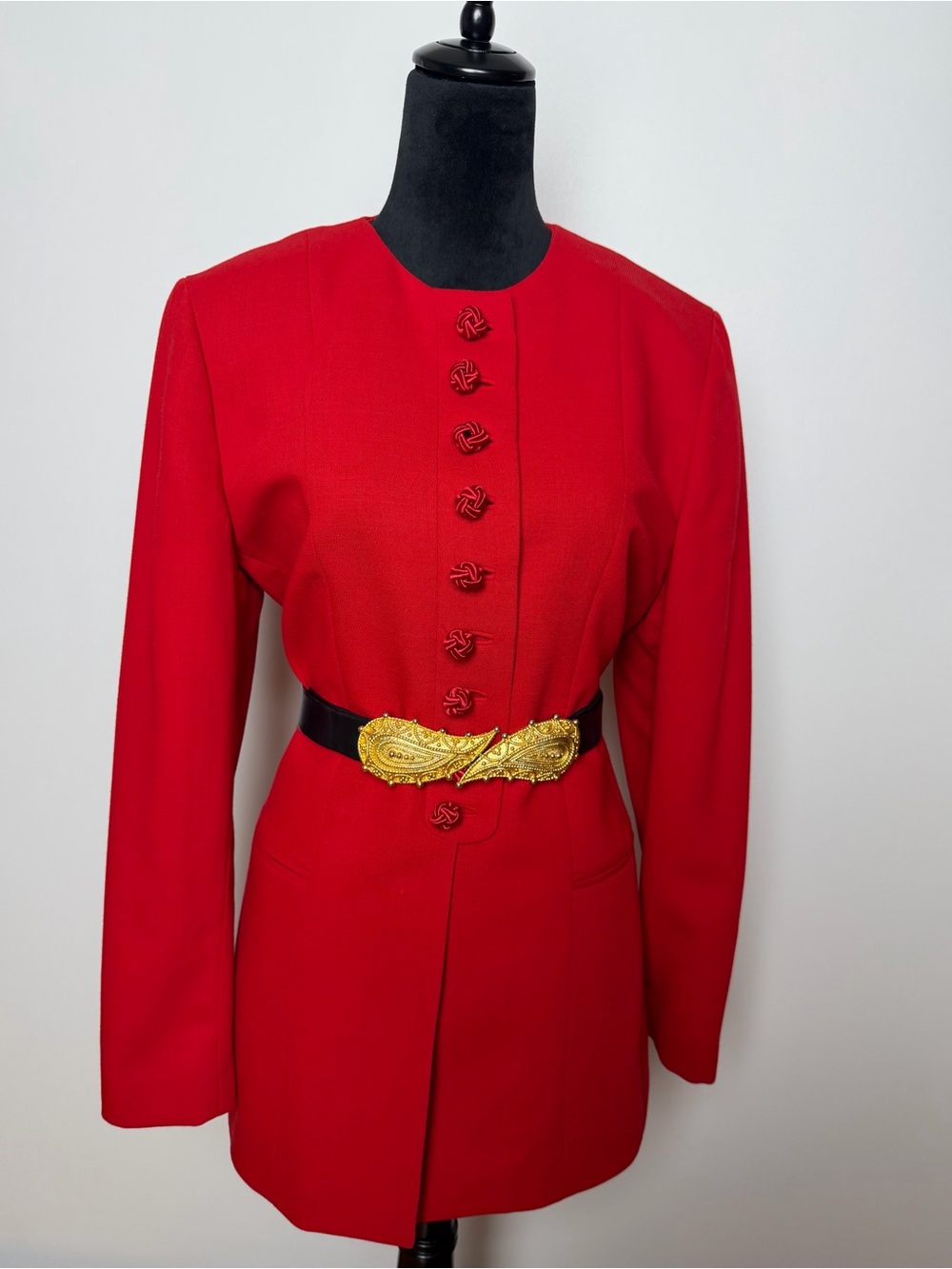 Carlisle Red Longline Blazer Size 10 100% Wool VTG